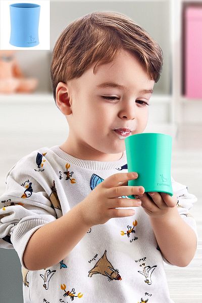 Parlaware Silicone Cup, Easy to Grip, Training Cup, Blw Kids, BabyBlue