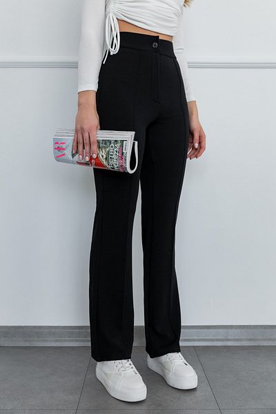 Eda Μαύρο παντελόνι Lycra Grass Palazzo