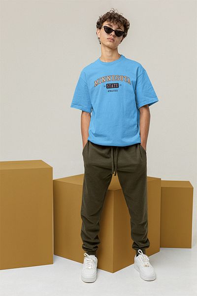 ADABEBEK Ανδρικό μπλουζάκι Oversize με σχέδιο Μινεσότα