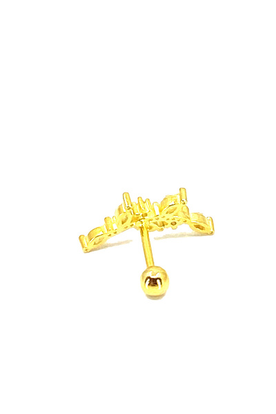 La femme by begum Long Leaf Gold Back Ball Rotating Piercing,helix,flat,conch,tragus etc
