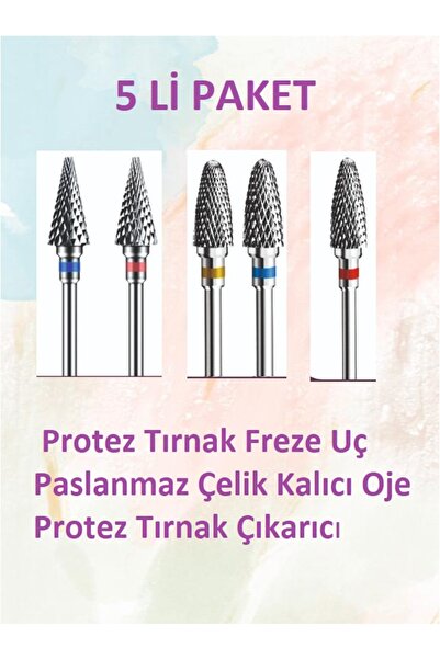 Helios 5 li karışık set Çelik Protez Tırnak Freze Uçları Paslanmaz alıcı Oje ...