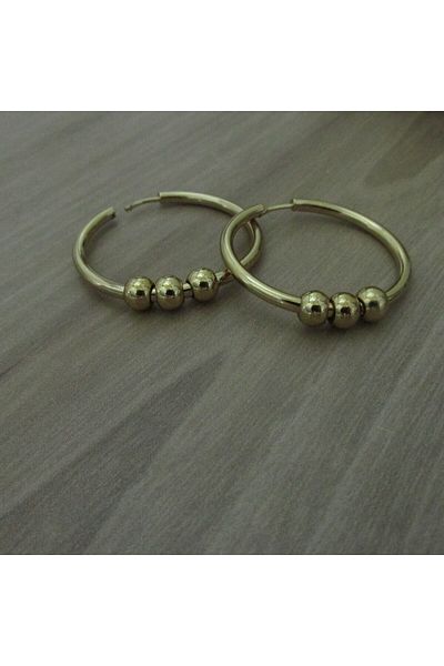 stainless steell GOLD STEEL RING EARRING WITH BALL DETAIL