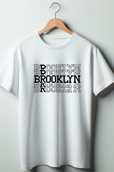 Vordevia Tricou alb oversize cu decolteu triplu cu imprimeu Brooklyn