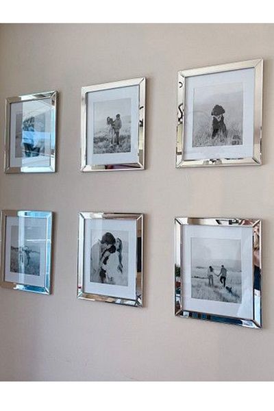 Verda Çerçeve Hkm Ticaret - 20x20 cm 3 piese rame din plastic elegant, acoperit cu oglindă din plexiglas, fără sticlă detașabilă