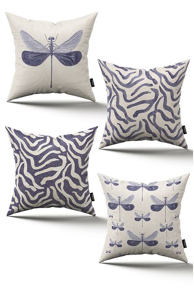 MUN HOME Imprimat digital, husă de pernă Babyface, fermoar ascuns pe două fețe. Set de 4