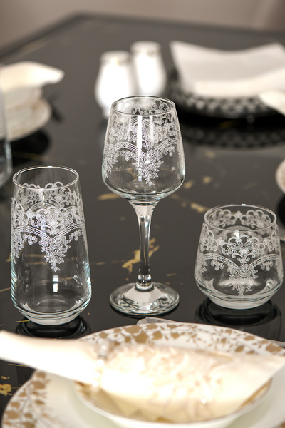 P H Panayır Home طقم أكواب مياه فاخرة مكون من 18 قطعة للمشروبات الغازية وكوكتيل ومهر ومجموعة أكواب