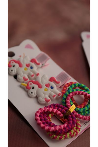 MİNAHOBİ Uniconn Kids Clip Buckle Set - 2 Pieces Colorful and Elastic