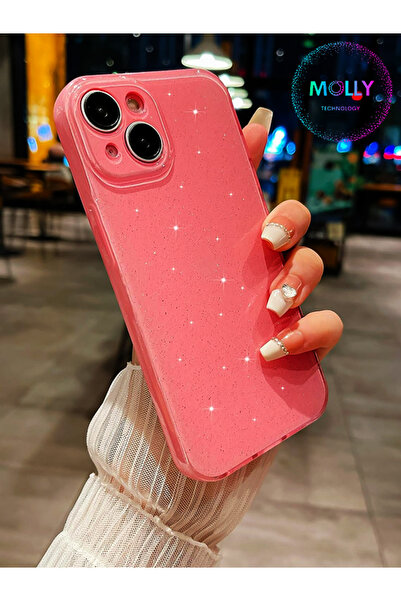 Molly iPhone 13 İçin Pamuk Şeker Berry Simli Parlak Silikon Kılıf