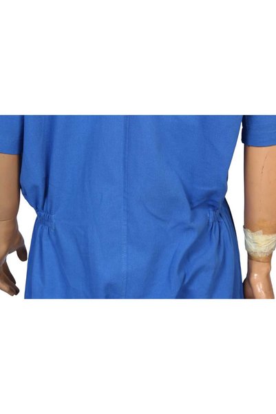 ozclife Large Beden - Demans Tulumu - Hasta Bakım Kıyafeti - Kısa Kol Mavi Kumaş %100 Pamuk