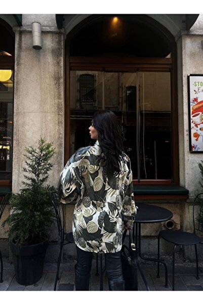 LB Laluna Butik Γυναικείο πουκάμισο με μοτίβο με σκίσιμο στο πλάι