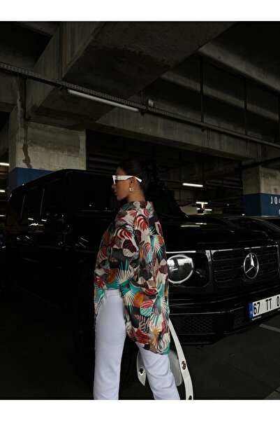 LB Laluna Butik Жіноча сорочка з візерунком, з боковим розрізом