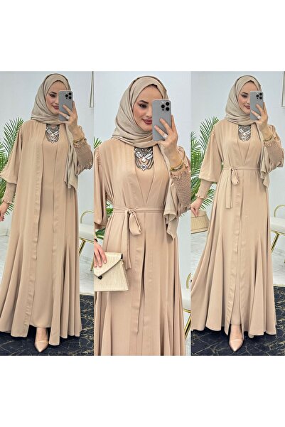Moda TüTü Kadın Medine Kumaş Abaya ve İçlik İkili Takım