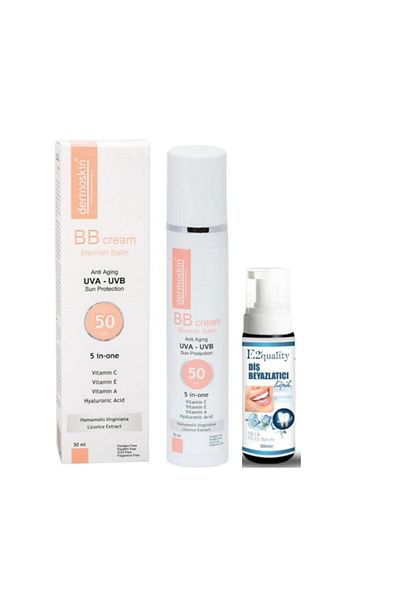 Dermoskin SPF50 BB Cream - 50ml Teeth Whitening Foam Gift