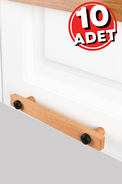 ARTI WOODS Dolap Kulpu, 10 Adet - 192 Mm (19,2 CM) - Doğal Ahşap Kulp, Cekmec...