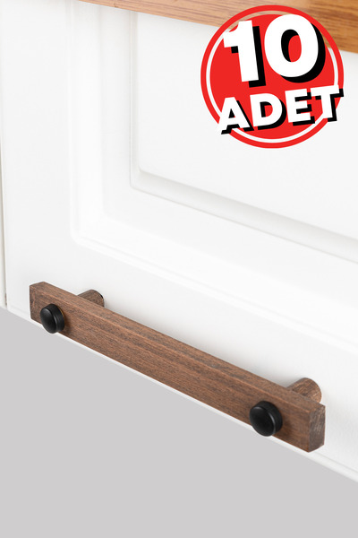 ARTI WOODS Dolap Kulpu, 10 Adet - 128 Mm (12,8 CM) - Doğal Ahşap Kulp, Cekmec...