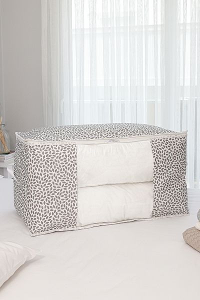 REKHOME Windowed Leaf Gray Large Size Pillow Quilt Sweater Storage / 75x40x40