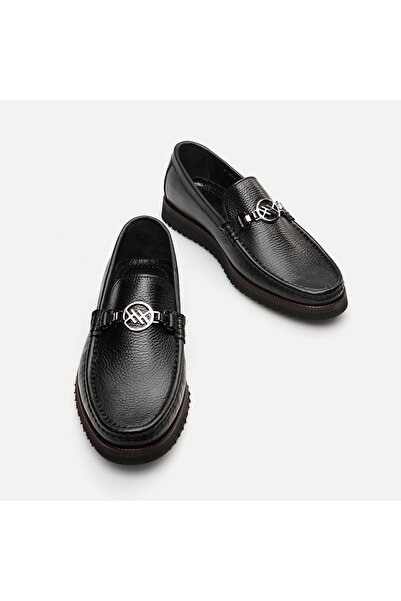 Hotiç Genuine Leather Men's Black Loafer