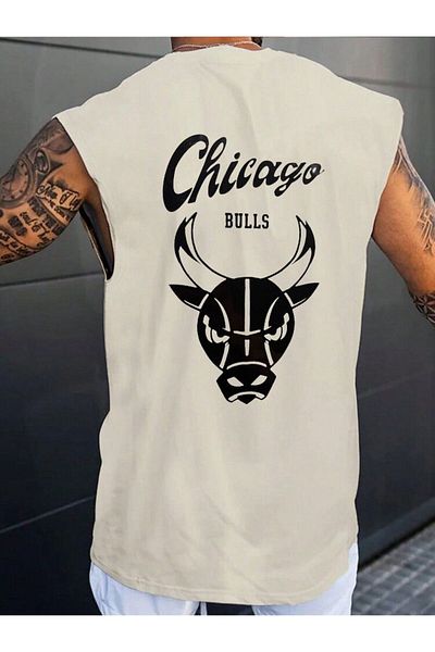 BENROMA 1 προϊόν είναι δώρο για αγορές 6 και άνω Chicago Printed Oversize Unisex Αμάνικο T-shirt