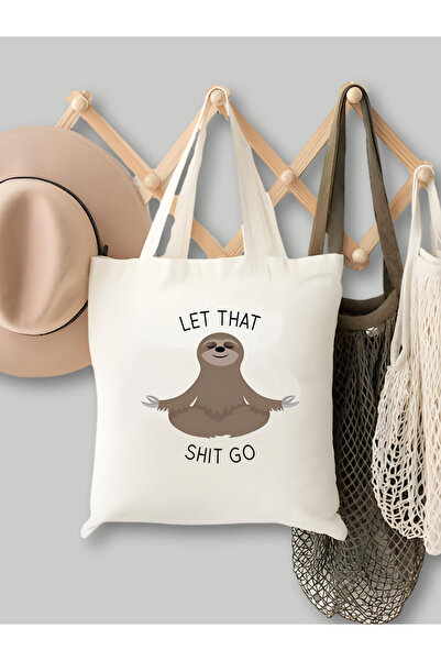 Cemira Let That Shit Go, Empty Yoga Design Raw Cloth Tote Bag