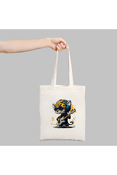 Cemira Музикант Тигр, сумка-тоут з зображенням тигра, що грає на гітарі