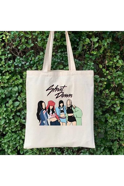 Cemira Negru Roz Închidere Blackpink Tote Bag Geantă din pânză
