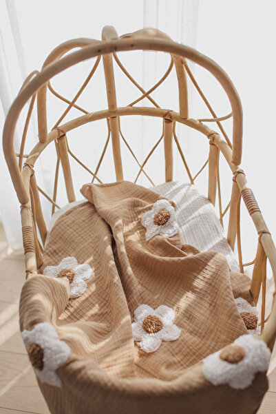 dery baby TAŞIMAK SİHİRDİR 4 Kat Müslin Teddy Papatya Battaniye -sütlü Kahve