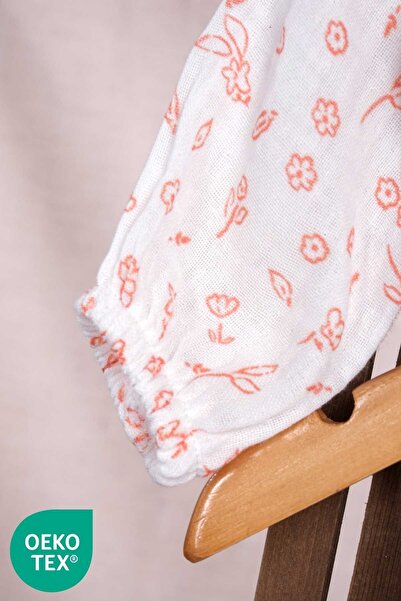 Lamonde Baby Girl Bandana and Snap Detailed Floral Patterned Muslin 2-Piece Set 6-9-12-18 Months 100% Cotton