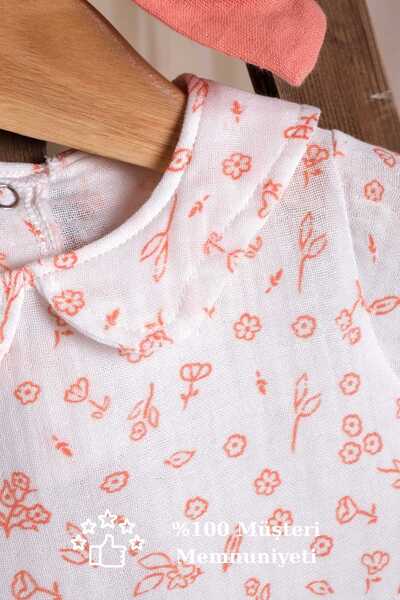 Lamonde Baby Girl Bandana and Snap Detailed Floral Patterned Muslin 2-Piece Set 6-9-12-18 Months 100% Cotton