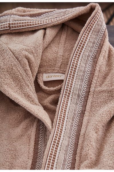 Dantela Hooded Jacquard Cotton Men's Single Bathrobe (2Xl/3Xl)