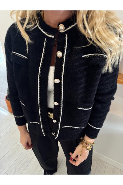 Lavanta Tekstil Pearl Buttoned Knitwear Cardigan Jacket