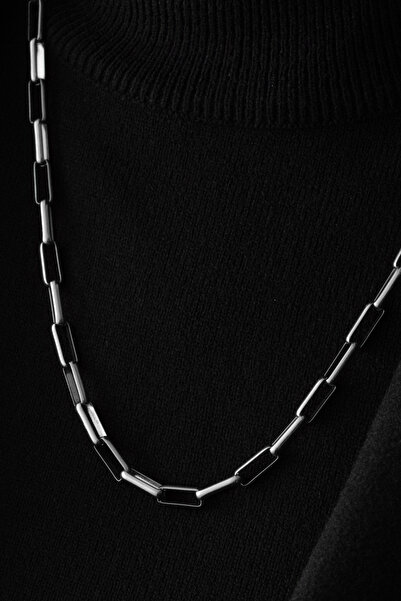 ByFlorya Jewelry قلادة سلسلة مستطيلة من الفولاذ سلسلة غير مشوهة للجنسين فضية