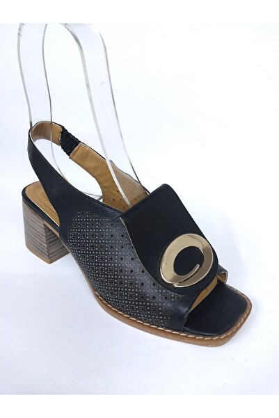 Mira Deri GENUINE LEATHER FRONT-BACK OPEN THICK HEEL WOMEN'S SHOES