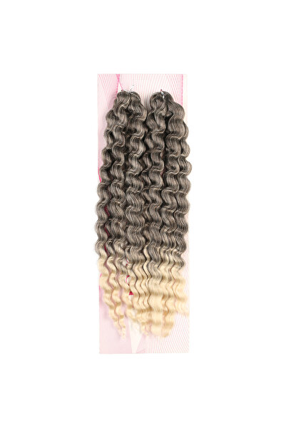 Mina Peruk Nice Bulk Afro Su Dalgası Saç - Kahve / Platin Ombreli