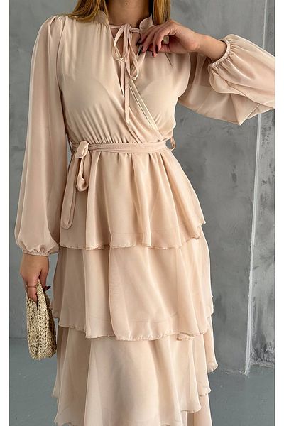 Neşeli Butik γυναικεία φόδρα πολυεπίπεδη φούστα σιφόν φόρεμα NBKKLF2041