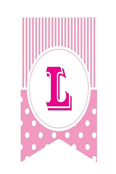 Kazanabil PINK COLORED DOT FLAM FLAG LETTERS L LETTER