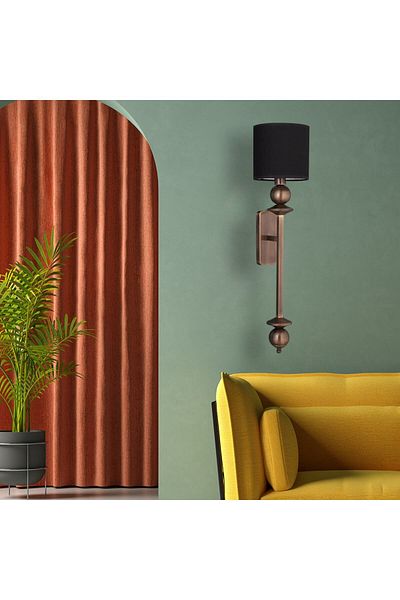 Elit Aydınlatma Antique Color Metal Body Black Color Cylinder Head Wall Lamp Sconce