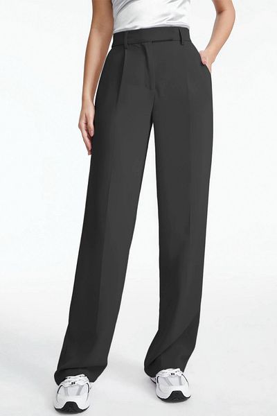 nurbeli Black Women's Velcro Closure Elastic Palazzo Trousers