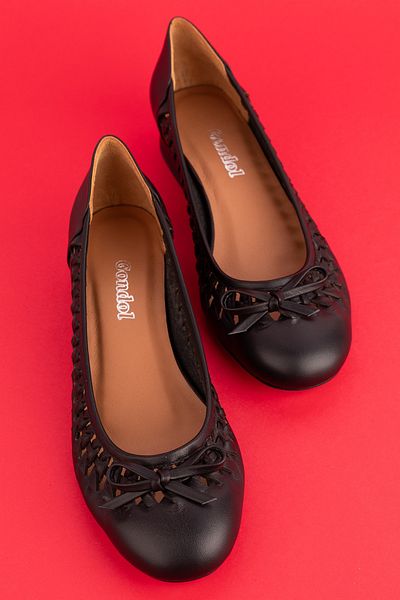 Gondol Women's Genuine Leather Daily Short Heeled Ballerinas ss.2024
