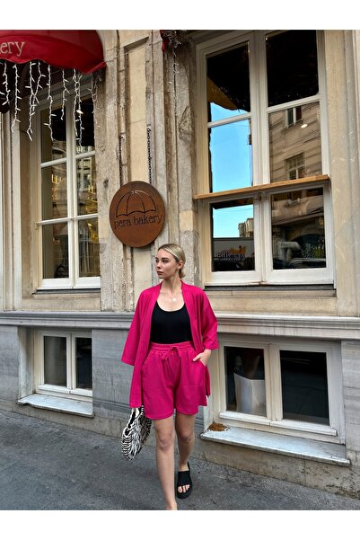 AFROGİYİM Női mintás, alacsony vállú kimonó szett rövidnadrággal