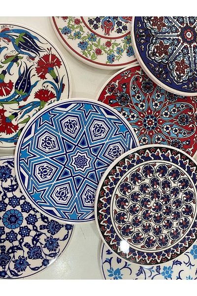 Eren Çini Seramiği 2 Pieces 16 cm Tile Patterned Ceramic Trivet