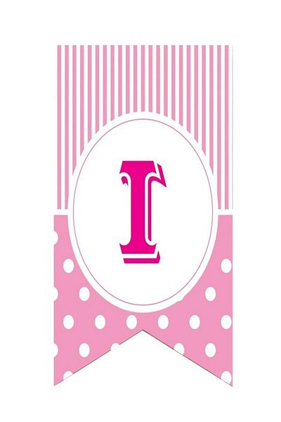 Kazanabil PINK COLORED POINTED FLAM FLAG LETTERS I LETTER