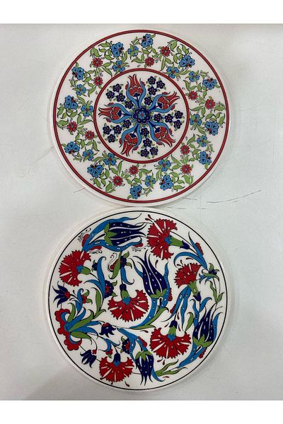 Eren Çini Seramiği 2 Pieces 16 cm Tile Patterned Ceramic Trivet