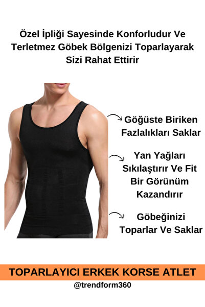 trendform360 Bel Göğüs Göbek Jinekomasti Toparlayıcı Erkek Korse Atlet