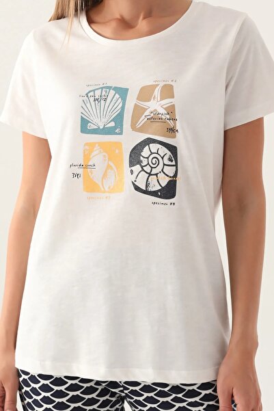 Arnetta %100 PAMUK BİSİKLET YAKA YARIM KOLLU KADIN PİJAMA TAKIM 2871