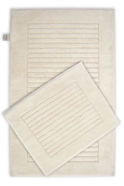 Confetti Ccl Uni 17716 - Natural-Ecru Bath Mat, 57X100 and 50X57 Set of Two