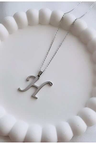 VNS Accessories قلادة بحرف فولاذي -H