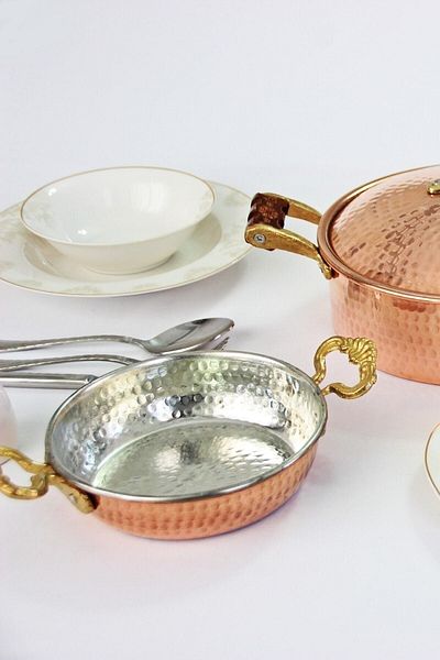 KAVELE Forged Copper Sahan Egg Pan Hug Menemen Pan 14 Cm