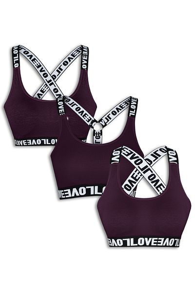HNX Cotton LOVE Rubber Women's Sports Bustier 3-Piece