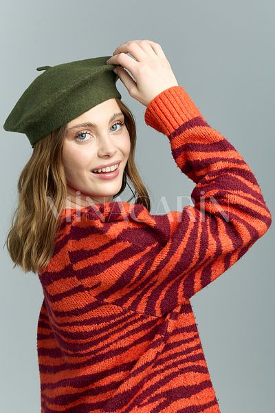 MinaCarin French Painter Felt Beret Khaki