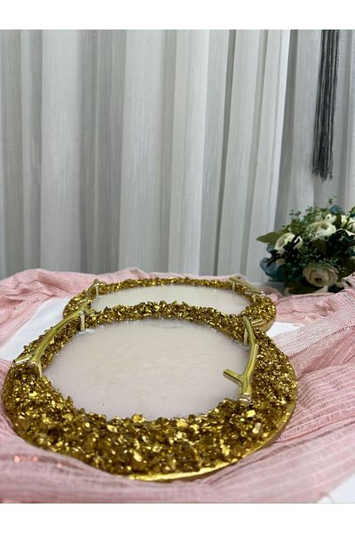 filiz kına ENGAGEMENT TABLE, NURSE TABLE, PRESENTATION TABLE 2 PIECES EPOXY GOLD STONE Henna, WEDDING, WEDDING, CIRCUMCISION, PRESENTATION